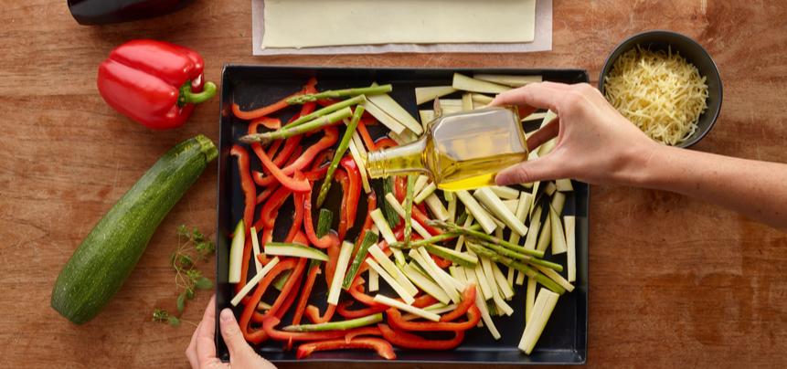 Trenza de hojaldre rellena de verduras asadas