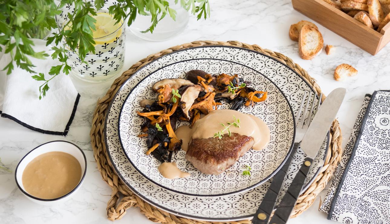 Solomillo con foie y setas