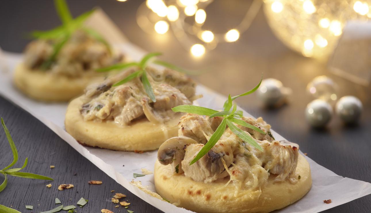 Puré de patatas con pavo asado y champiñones