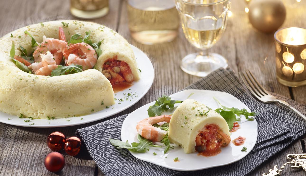 Pastel de pescado y puré de patatas para Navidad