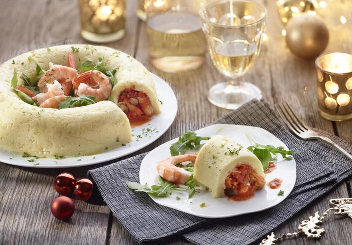 Pastel de pescado y puré de patatas para Navidad