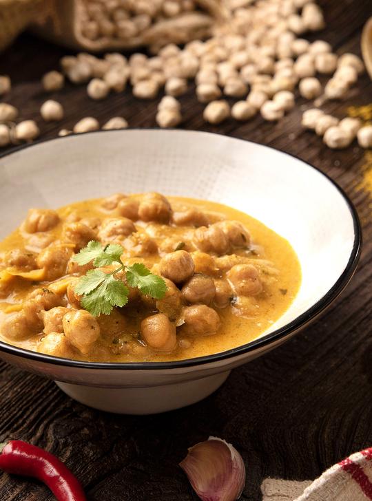 Garbanzos al curry con coco