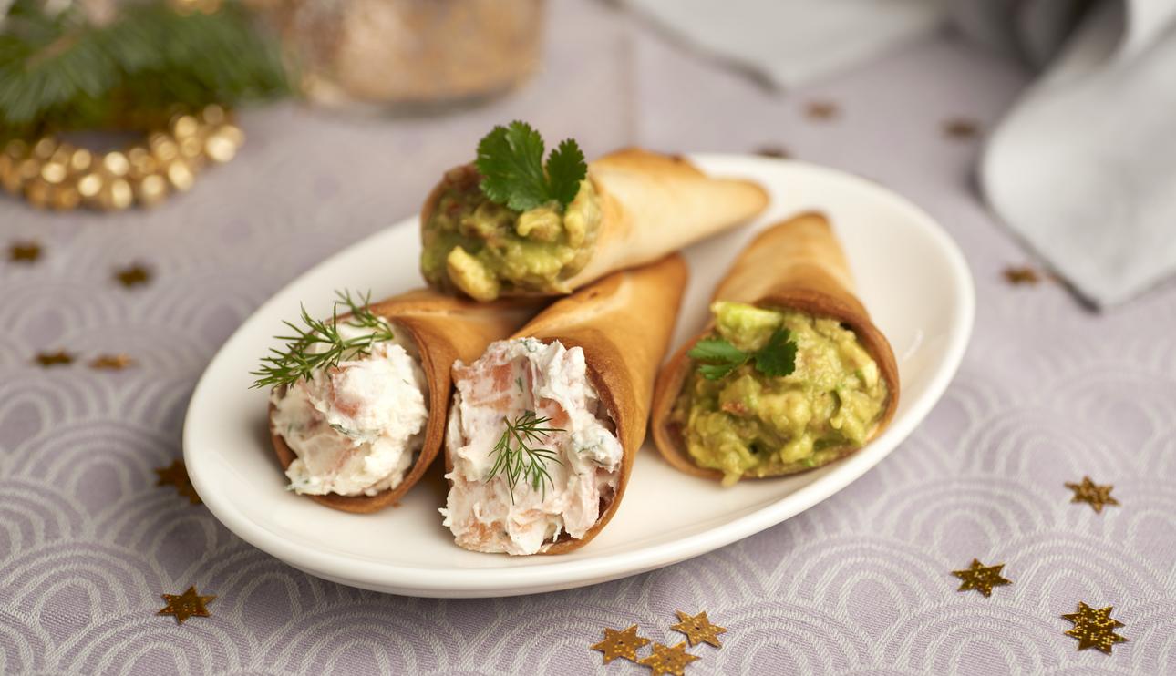 Conos de aperitivo, dos rellenos