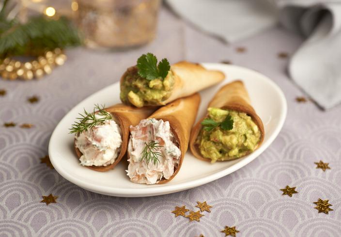 Conos de aperitivo, dos rellenos