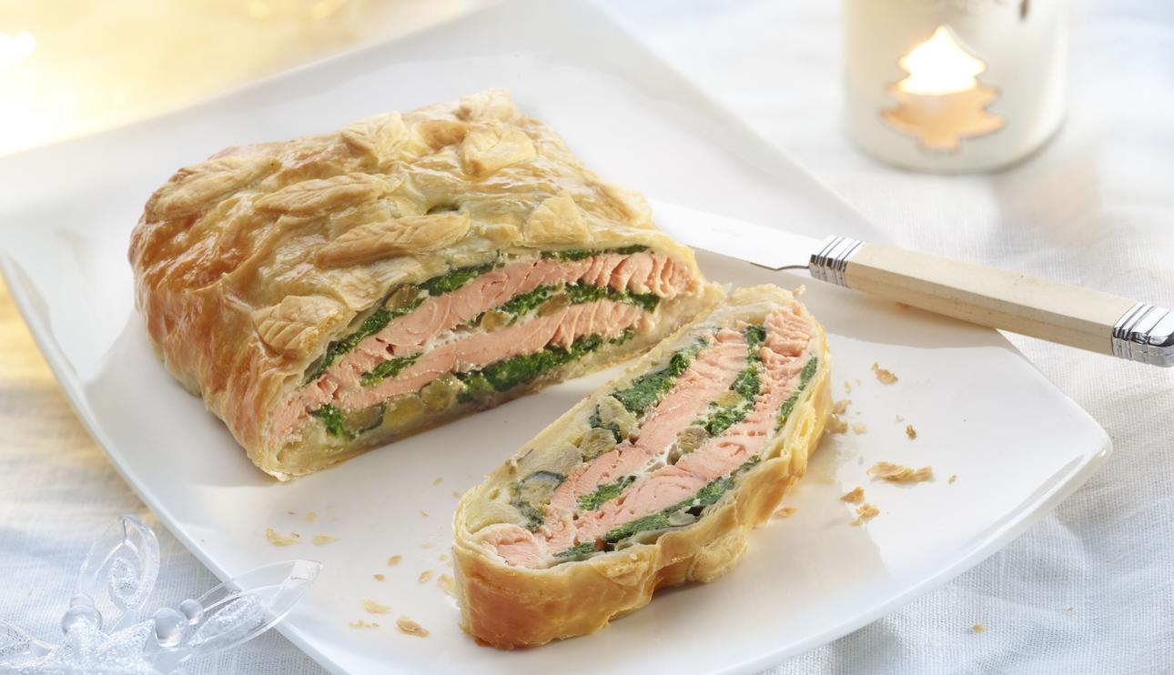 Salmón wellington con espinacas