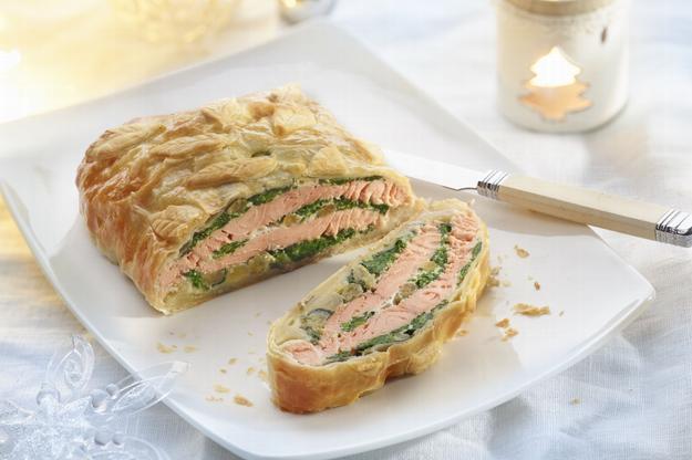 Salmón wellington con espinacas