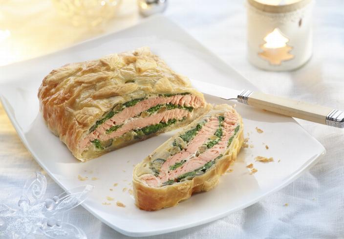 Salmón wellington con espinacas