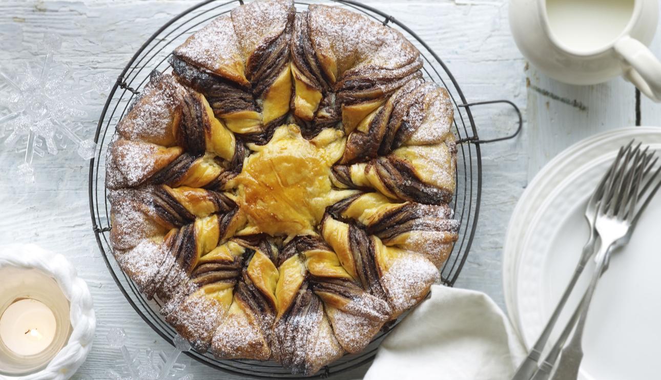 Estrella de Navidad con chocolate y hojaldre