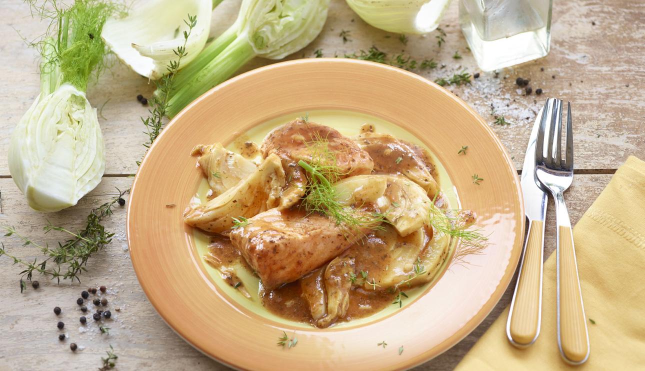 Salmón al horno con hinojo