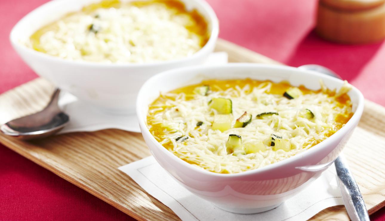 Crema gratinada de calabacín  y zanahoria