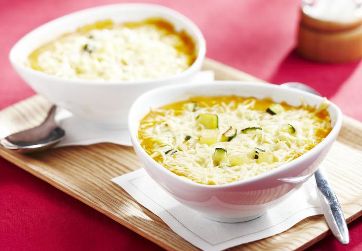 Crema gratinada de calabacín  y zanahoria