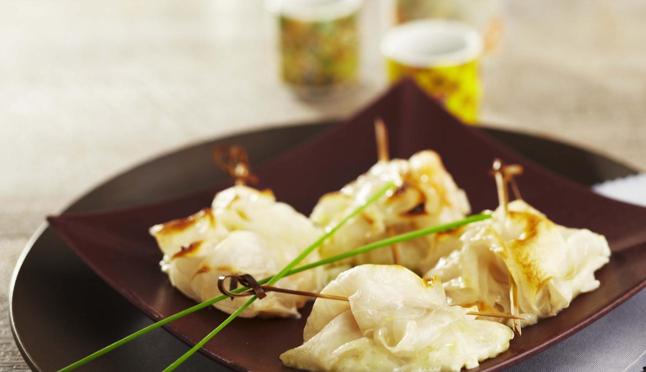 Paquetitos de arroz y gambas