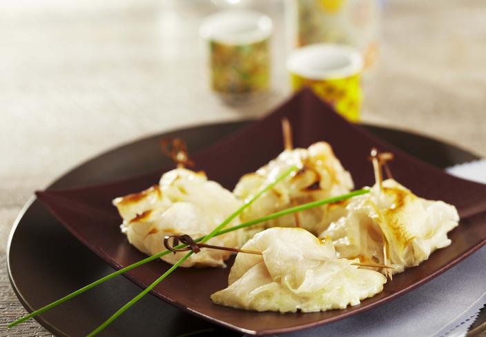 Paquetitos de arroz y gambas