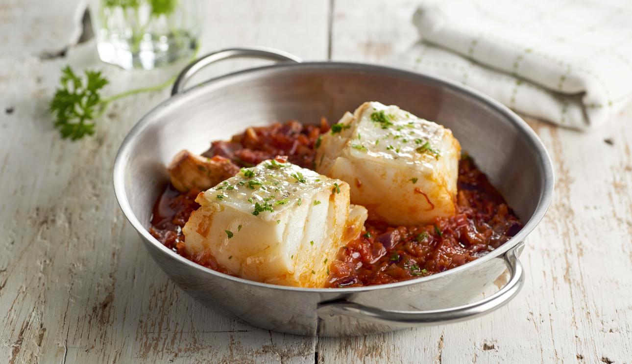 Bacalao a la vizcaína con tomate