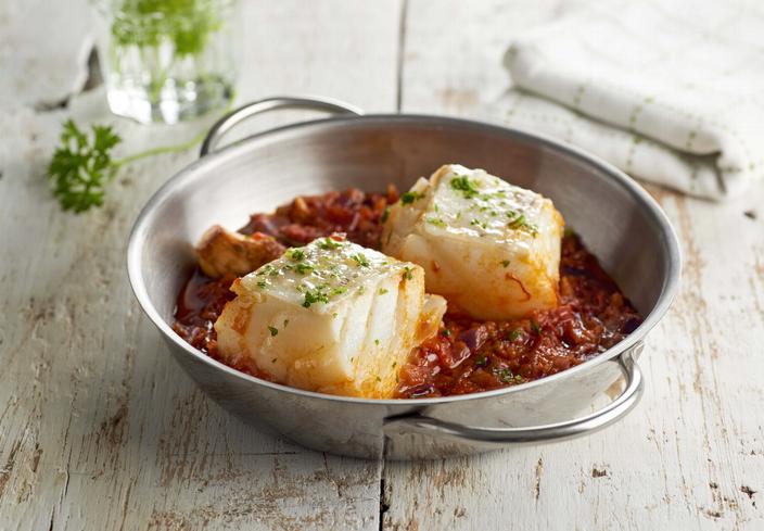 Bacalao a la vizcaína con tomate