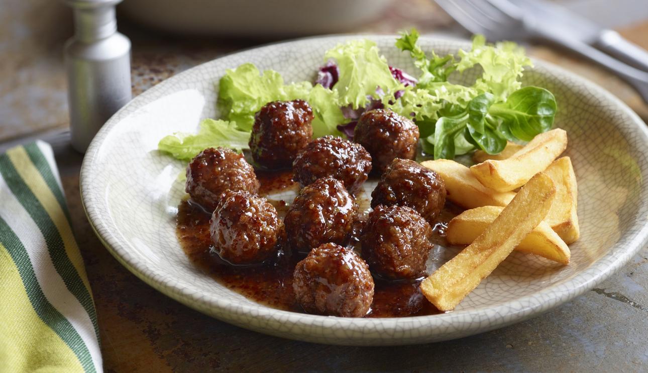 Albóndigas vegetarianas con salsa de mostaza y miel