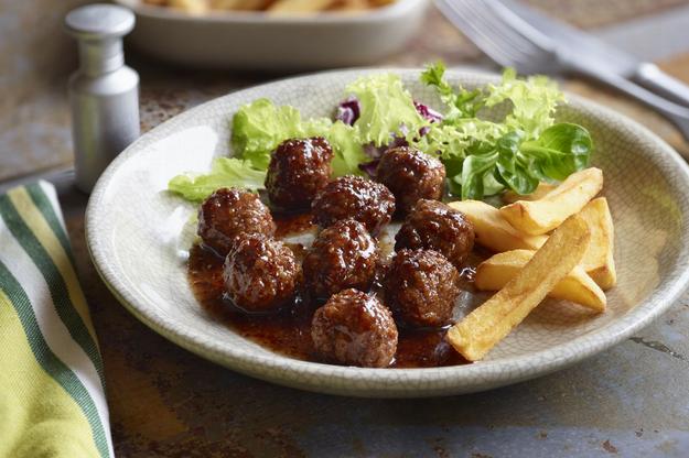 Albóndigas vegetarianas con salsa de mostaza y miel