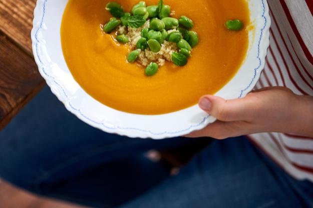 Crema de calabaza con habitas