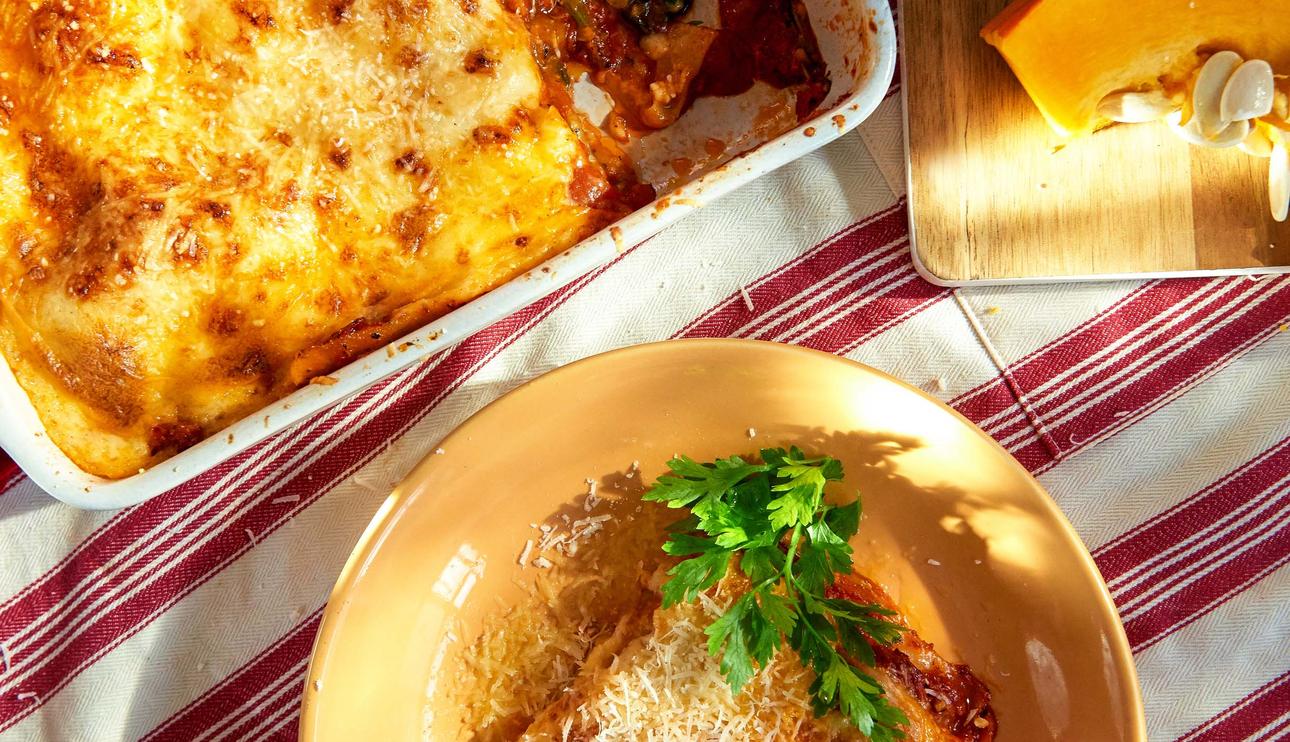 Lasaña de calabaza y espinacas