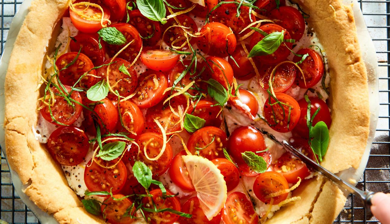 Tarta de tomate y queso fresco al limón