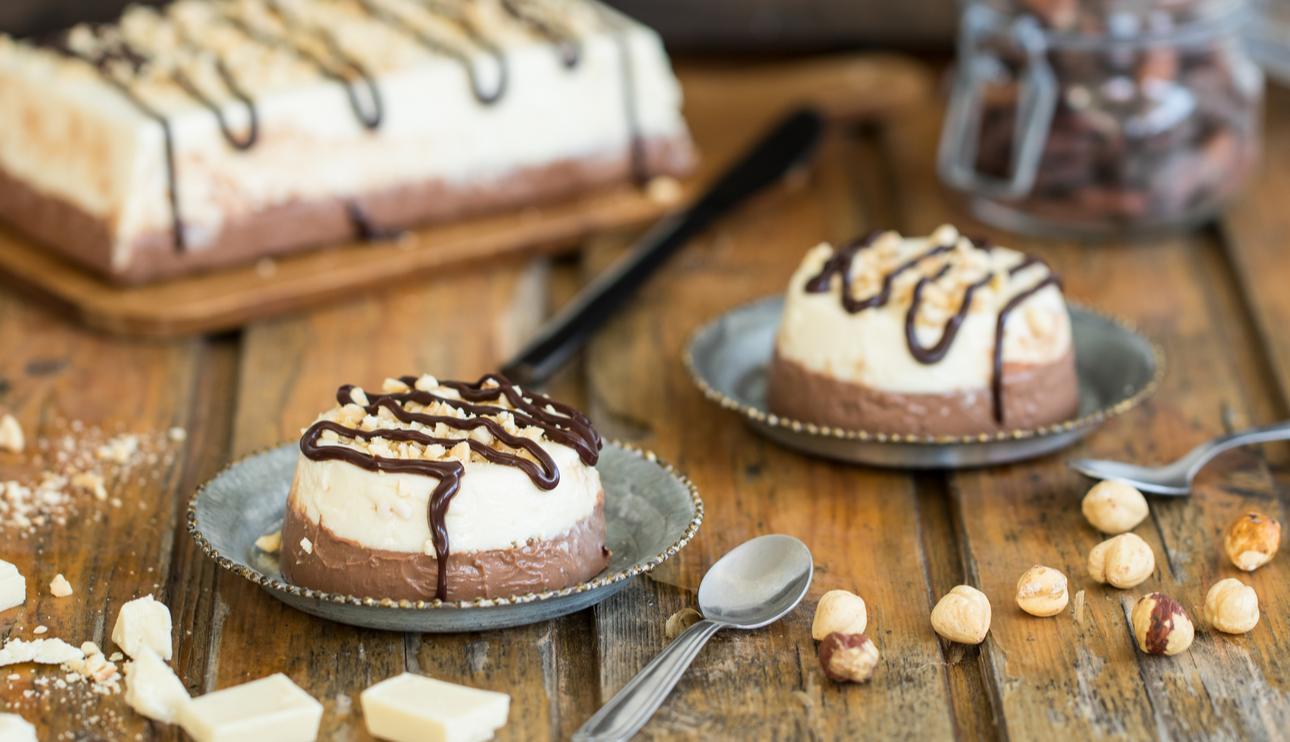 Mini tartas dos chocolates con avellanas