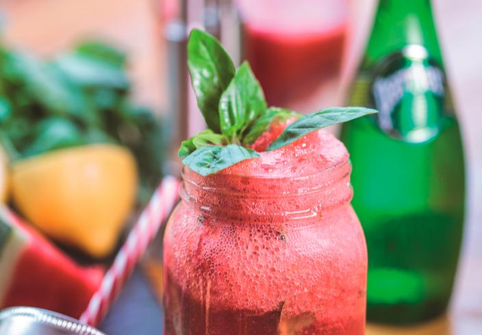 Coctel Sandía y albahaca Perrier