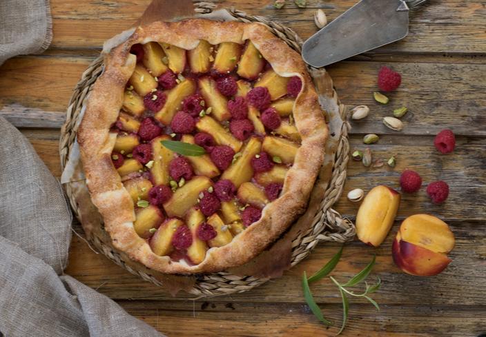 Galette de nectarinas y frambuesas