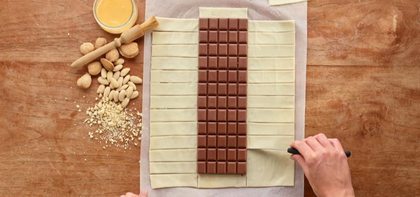 Trenza de hojaldre y chocolate con leche