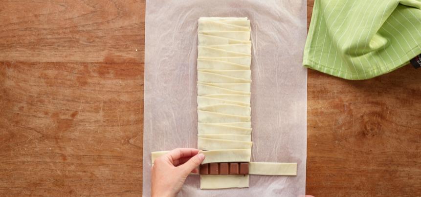Trenza de hojaldre y chocolate con leche