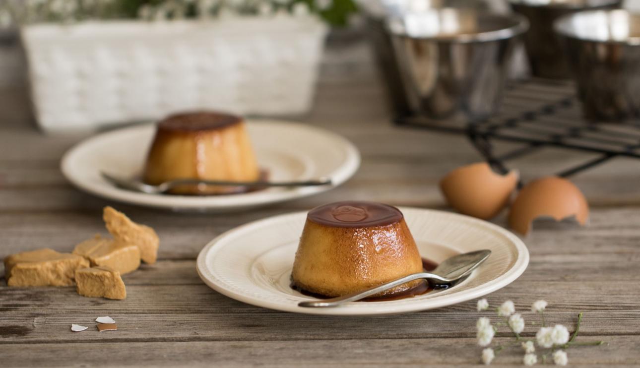 Flan de turrón y leche condensada sin lactosa