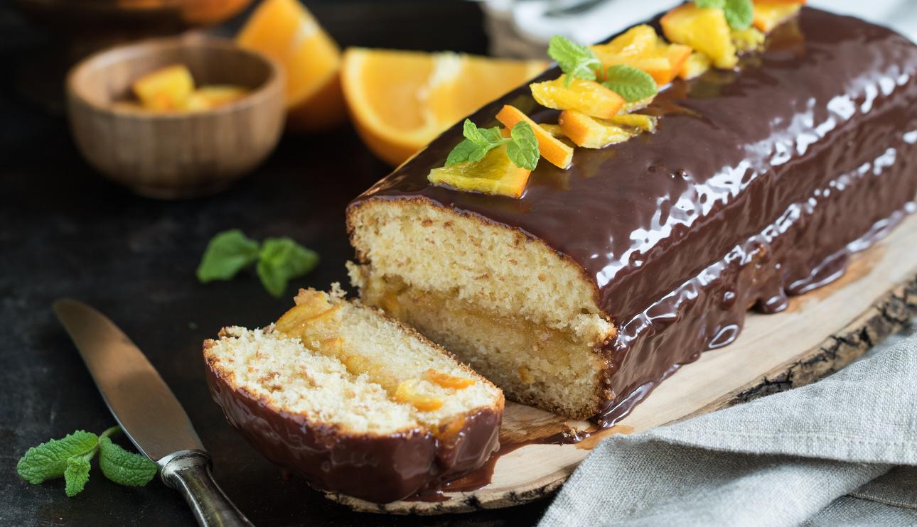 Plumcake de naranja y chocolate con leche
