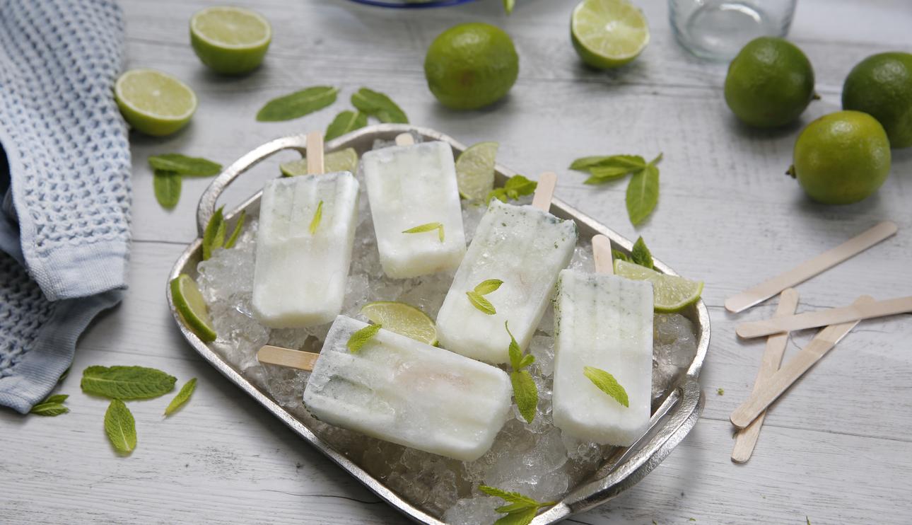 Polos de mojito con leche condensada