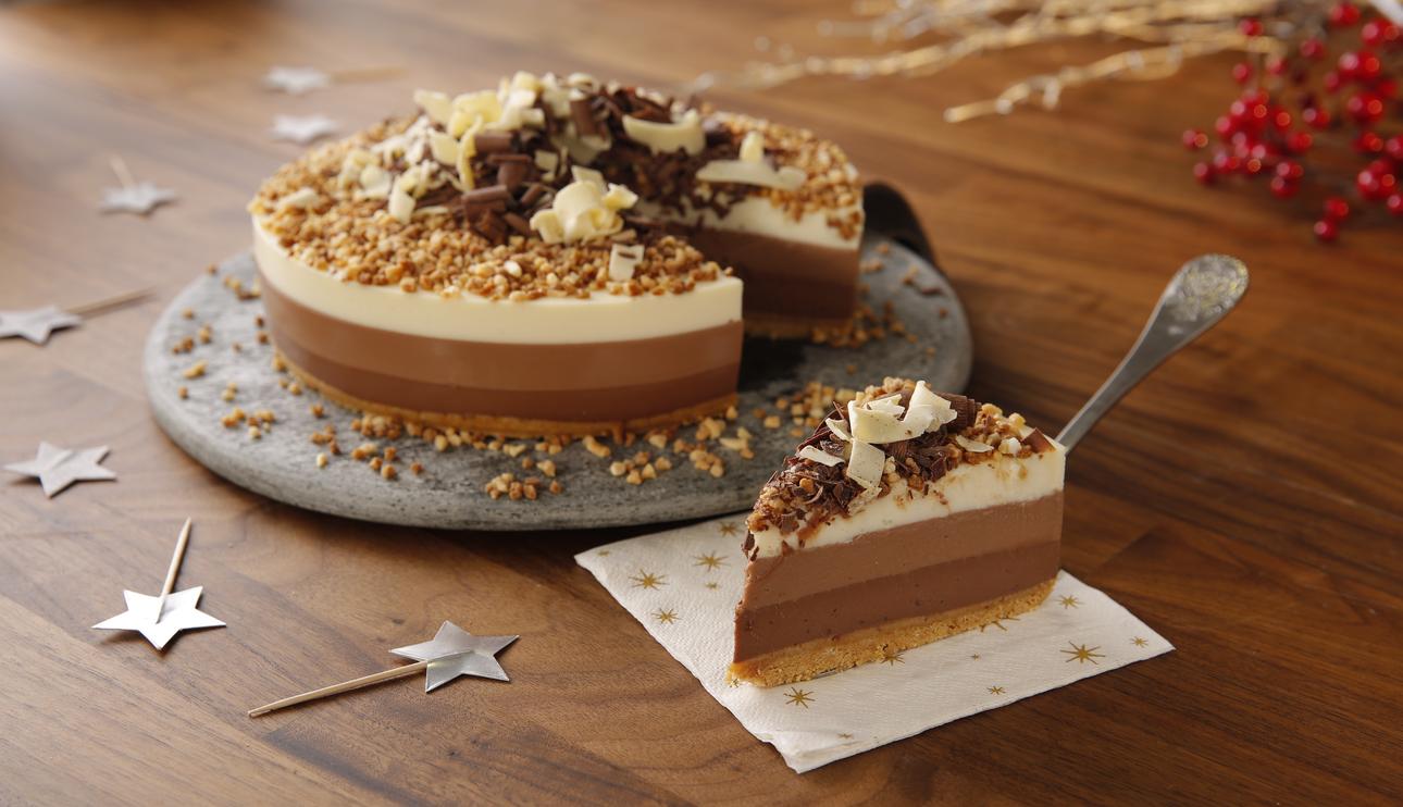 Tarta tres chocolates para Navidad