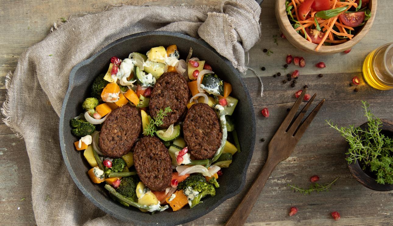 Mini Burger Deluxe con verduras asadas y queso azul