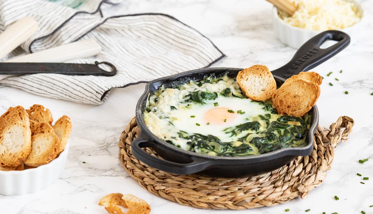 Espinacas a la crema con huevo