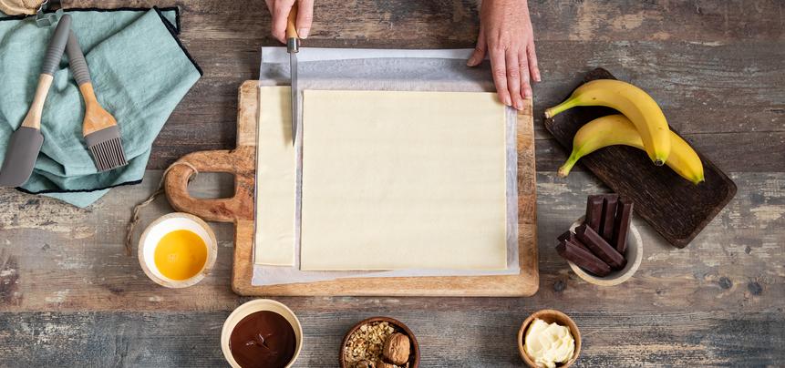 Tronco de Navidad de hojaldre con chocolate