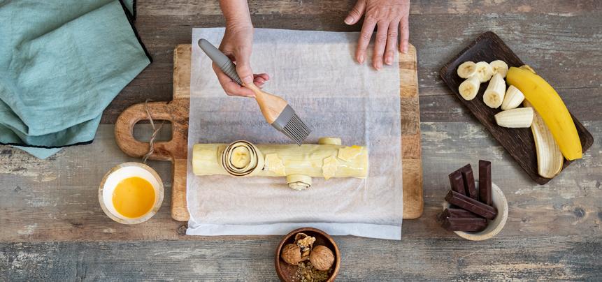 Tronco de Navidad de hojaldre con chocolate