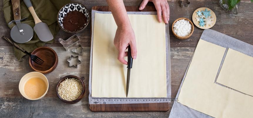 Calcetín navideño de hojaldre con chocolate