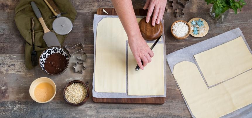 Calcetín navideño de hojaldre con chocolate