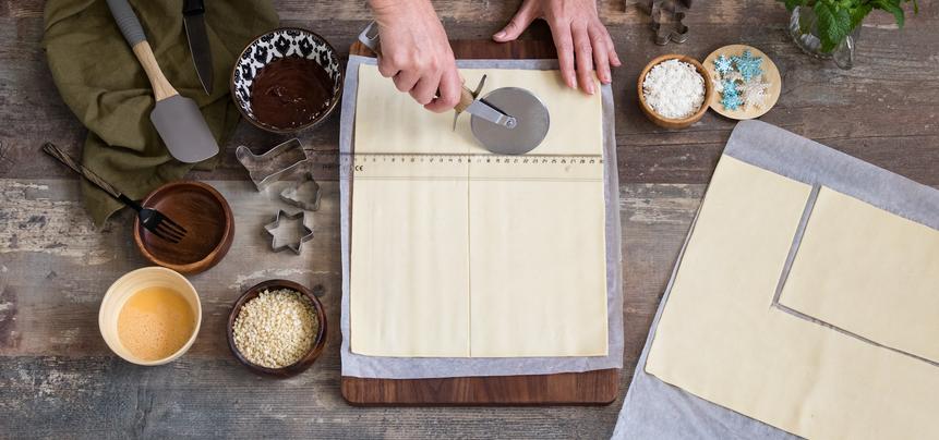 Calcetín navideño de hojaldre con chocolate