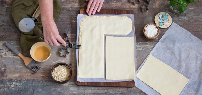 Calcetín navideño de hojaldre con chocolate