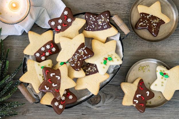 Galletas de mantequilla a los tres chocolates