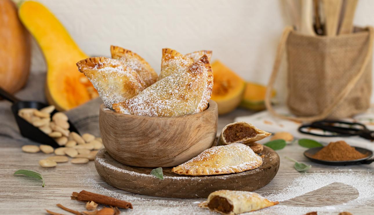 Truchas canarias de calabaza y almendras al horno