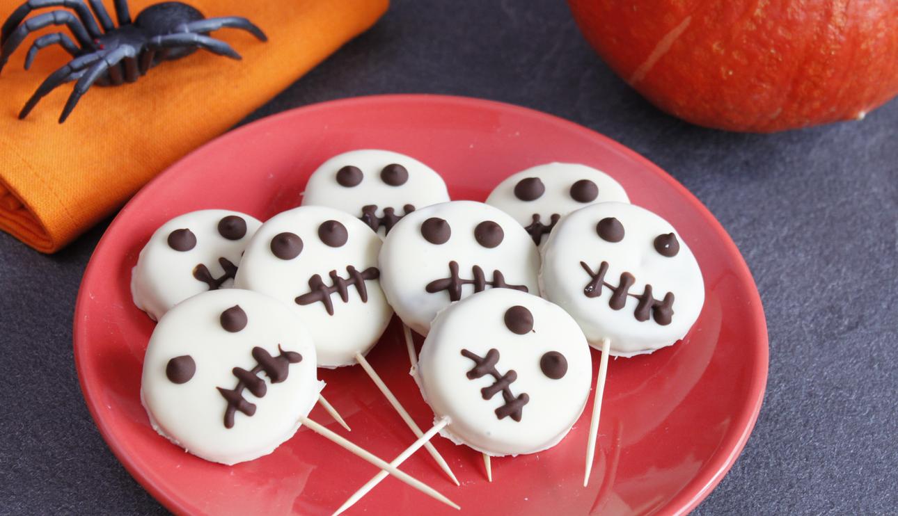 Piruletas Halloween de chocolate blanco y negro