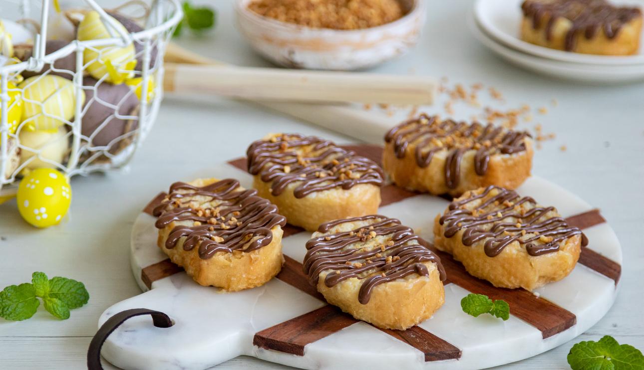 Torrijas de leche condensada al horno con chocolate con leche