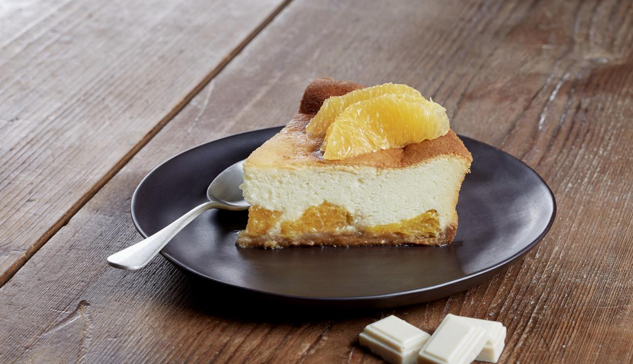 Cheesecake de chocolate blanco con naranja y speculoos