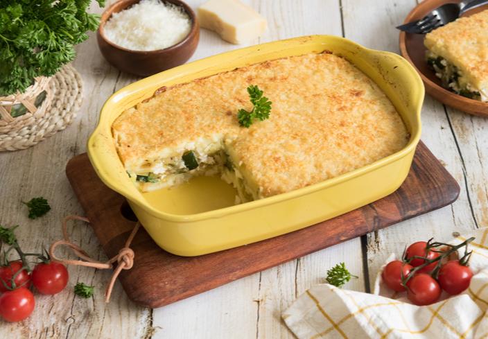 Pastel de patata, calabacín y queso
