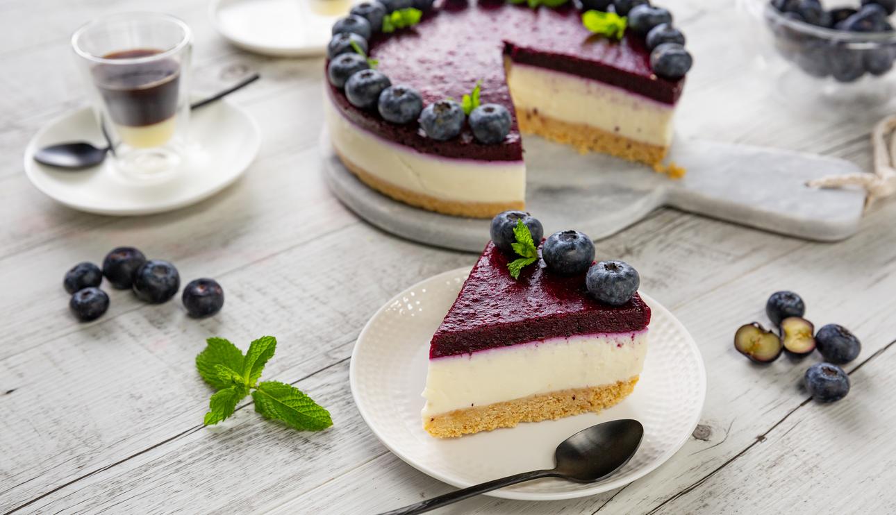 Tarta de queso con arándanos sin horno