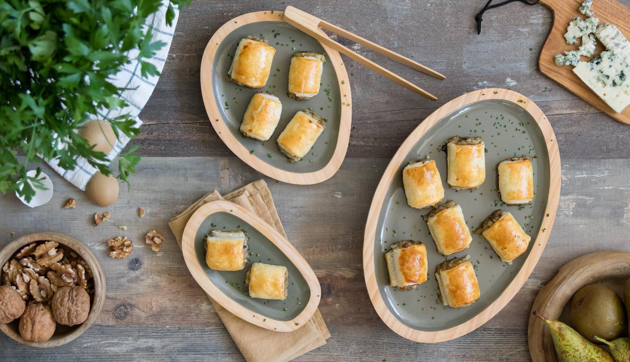Saladitos de pera con nueces y roquefort