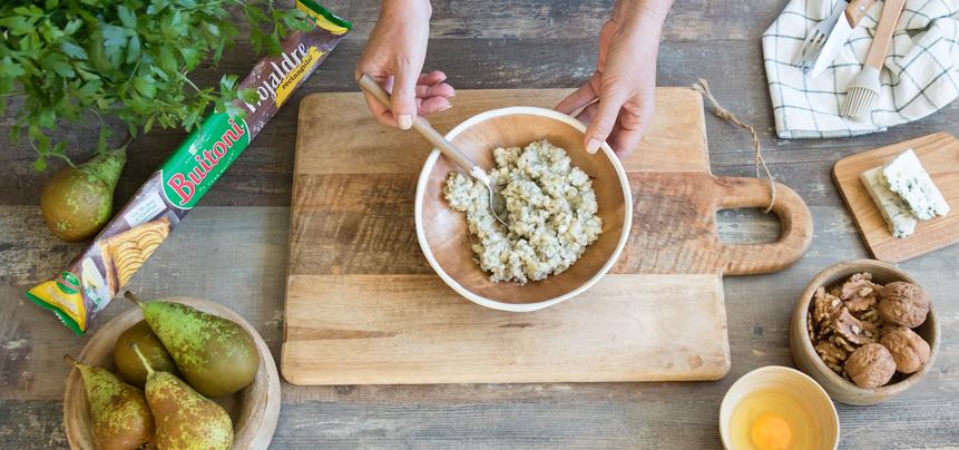Saladitos de pera con nueces y roquefort